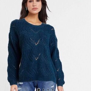 Elegant Teal Knit Sweater